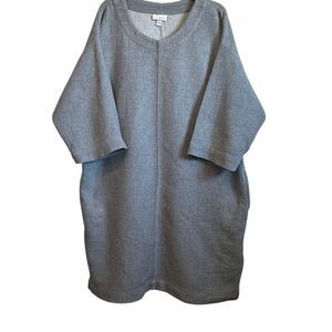 J. Jill Grey Cotton Wool Blend Crinkle Oversized Thick Tunic Dress